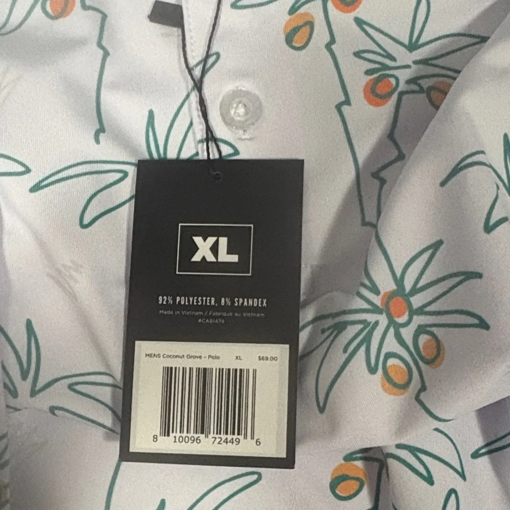 Wrangler Light Blue Palm-Print Short Sleeve Polo - Picture 3 of 5